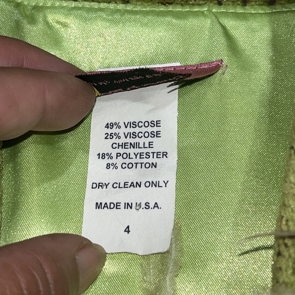 Leopard Daisy BEAUTIFUL Kids Brocade Floral Brown Green Coat Faux Feather Sz 4 - Picture 12 of 12